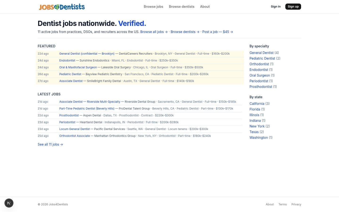 A national job board for dentists
